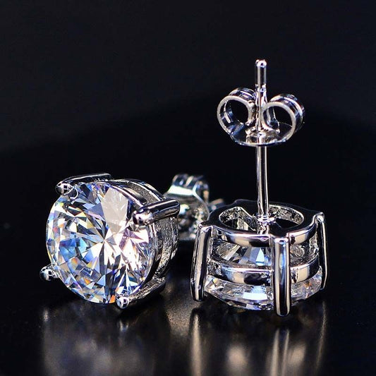 6 TCW Round Cut Diamond Stud Earrings For Women, Wedding Earrings, Christmas Gifts