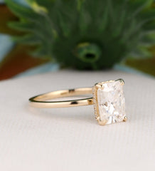 3 Carat Radiant Cut Diamond Engagement Ring for Women, Hidden Halo Wedding Ring, Christmas Gifts