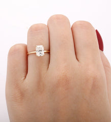 3 Carat Radiant Cut Diamond Engagement Ring for Women, Hidden Halo Wedding Ring, Christmas Gifts