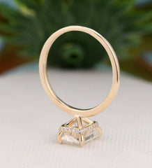 3 Carat Radiant Cut Diamond Engagement Ring for Women, Hidden Halo Wedding Ring, Christmas Gifts