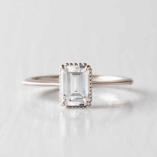 2 Carat Emerald Cut Diamond Engagement Ring for Women, Wedding Ring