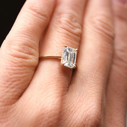 2 Carat Emerald Cut Diamond Engagement Ring for Women, Wedding Ring