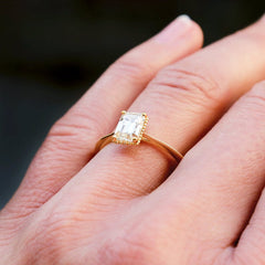 2 Carat Emerald Cut Diamond Engagement Ring for Women, Wedding Ring