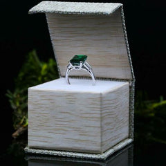 3.5 Carat Green Emerald Cut Diamond Engagement Ring for Women, Wedding Ring
