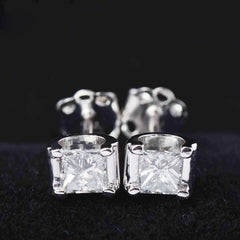 2 TCW Princess Cut Diamond Stud Earrings For Women, Wedding Earrings, Christmas Gifts