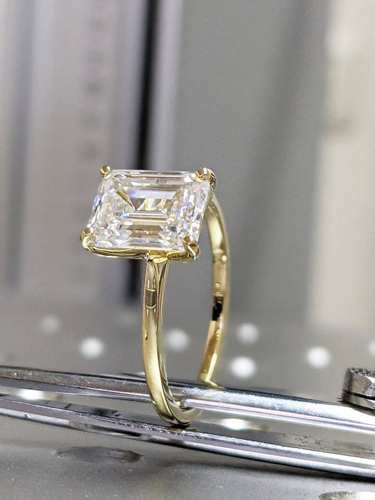 3 Carat Emerald Cut Diamond Engagement Ring for Women, Wedding Ring, Christmas Gifts