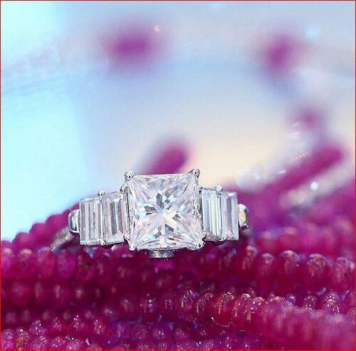 3 Carat Princess Cut Diamond  Engagement Ring for Women, Wedding Ring