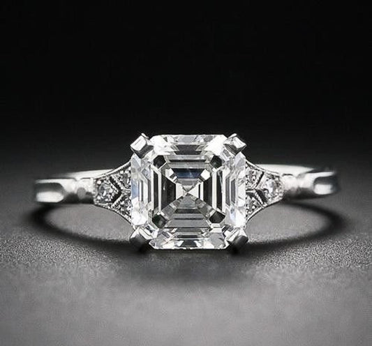 3 Carat Asscher Cut Diamond Engagement Ring for Women, Wedding Ring, Christmas Gifts