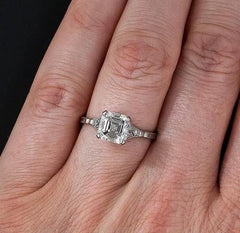 3 Carat Asscher Cut Diamond Engagement Ring for Women, Wedding Ring, Christmas Gifts