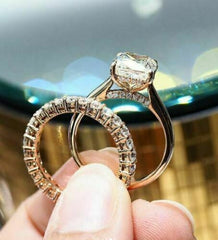 2 Carat Elongated Cushion Cut Diamond Engagement Ring For Women, Bridal Set Wedding Ring