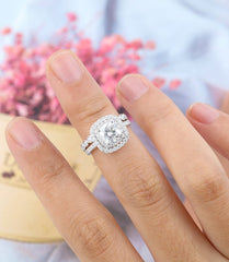 1.5 Carat Cushion Cut Diamond Engagement Ring for Women, Wedding Ring, Christmas Gifts