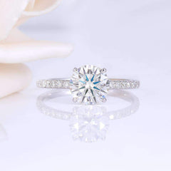 2 Carat Round Cut Diamond Engagement Ring for Women, Wedding Ring, Hidden Halo Ring