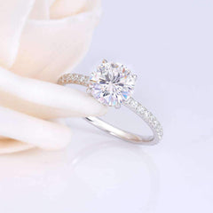 2 Carat Round Cut Diamond Engagement Ring for Women, Wedding Ring, Hidden Halo Ring