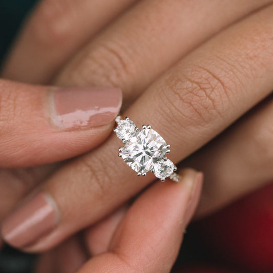 3 Carat Elongated Cushion Cut Diamond Engagement Ring for Women, Wedding Ring