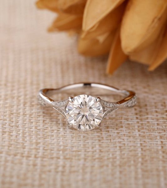 2.5 Carat Round Cut Diamond Engagement Ring for Women, Wedding Ring