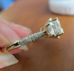 2.5 Carat Round Cut Diamond Engagement Ring for Women, Three Stone Ring, Wedding Ring