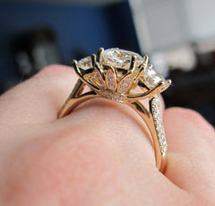2.5 Carat Round Cut Diamond Engagement Ring for Women, Three Stone Ring, Wedding Ring