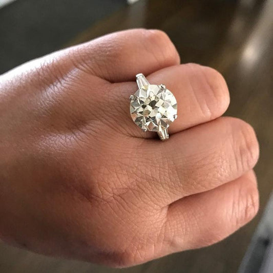 4 Carat Round Cut Diamond Engagement Ring for Women, Wedding Ring, Three Stone Ring, Anniversary Gifts