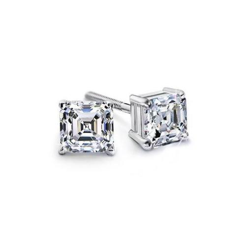6 TCW Asscher Cut Diamond Stud Earrings For Women, Wedding Earrings, Christmas Gifts, Engagement Earrings