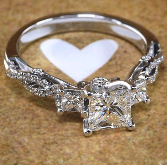 1.5 Carat Princess Cut Diamond Engagement Ring for Women, Wedding Ring