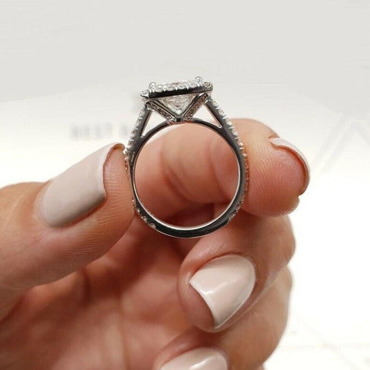 2 Carat Princess Cut Diamond Engagement Ring for Women, Wedding Ring