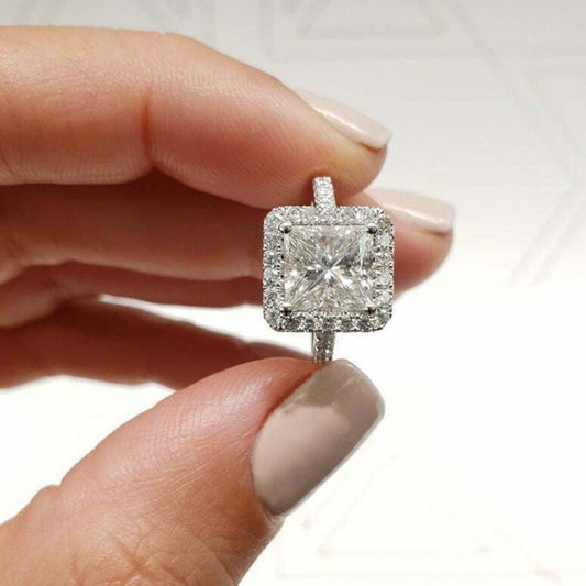 2 Carat Princess Cut Diamond Engagement Ring for Women, Wedding Ring