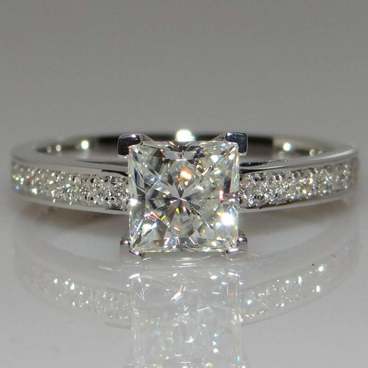 3 Carat Princess Cut Diamond Engagement Ring for Women, Wedding Ring, Christmas Gifts