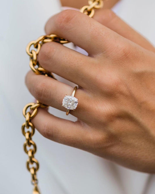 2.5 Carat Elongated Cushion Cut Diamond Engagement Ring for Women, Wedding Ring