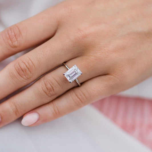 3 Carat Emerald Cut Diamond Engagement Ring for Women, Wedding Ring, Christmas Gifts