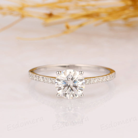 1.5 Carat Round Cut Diamond Engagement Ring for Women, Wedding Ring