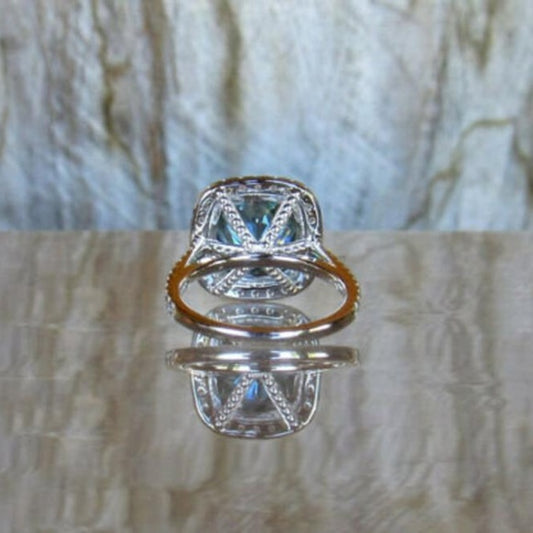 2.5 Carat Blue Cushion Cut Diamond Engagement Ring for Women, Wedding Ring, Christmas Gifts