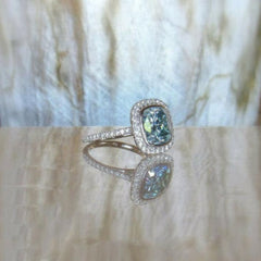 2.5 Carat Blue Cushion Cut Diamond Engagement Ring for Women, Wedding Ring, Christmas Gifts