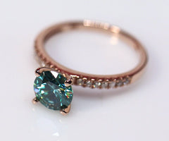 2.5 Carat Blue Round Cut Diamond Engagement Ring for Women, Bridal Set Wedding Ring, Anniversary Gifts