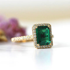 2.5 Carat Green Emerald Cut Diamond Engagement Ring for Women, Wedding Ring