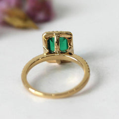 2.5 Carat Green Emerald Cut Diamond Engagement Ring for Women, Wedding Ring
