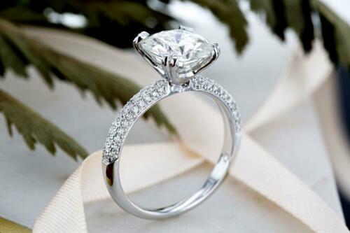 2.5 Carat Cushion Cut Diamond Engagement Ring for Women, Wedding Ring