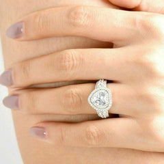 3 Carat Heart Cut Diamond Engagement Ring for Women, Wedding Ring, Halo Engagement Ring