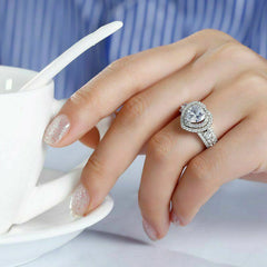 3 Carat Heart Cut Diamond Engagement Ring for Women, Wedding Ring, Halo Engagement Ring