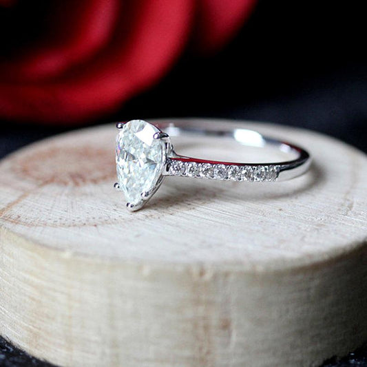 2.5 Carat Pear Cut Diamond Engagement Ring for Women, Wedding Ring