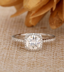 2.5 Carat Cushion Cut Diamond Engagement Ring for Women, Wedding Ring