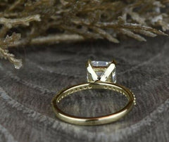 3 Carat Asscher Cut Diamond Engagement Ring For Women, Prong Setting Wedding Ring, Christmas Gifts