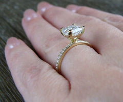 3 Carat Asscher Cut Diamond Engagement Ring For Women, Prong Setting Wedding Ring, Christmas Gifts