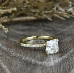 3 Carat Asscher Cut Diamond Engagement Ring For Women, Prong Setting Wedding Ring, Christmas Gifts