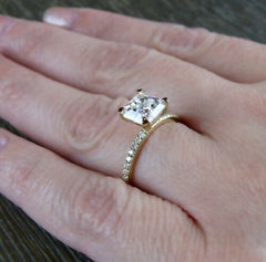 3 Carat Asscher Cut Diamond Engagement Ring For Women, Prong Setting Wedding Ring, Christmas Gifts