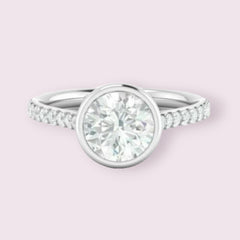 2.5 Carat Round Cut CVD Lab Grown Diamond Engagement Ring for Women, Bezel Setting Ring, Wedding Ring