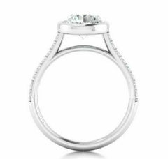 2.5 Carat Round Cut CVD Lab Grown Diamond Engagement Ring for Women, Bezel Setting Ring, Wedding Ring