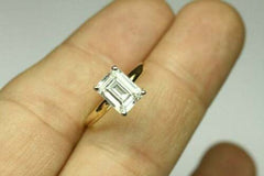 3 Carat Emerald Cut Diamond Engagement Ring for Women, Solitaire Ring, Wedding Ring, Christmas Gifts
