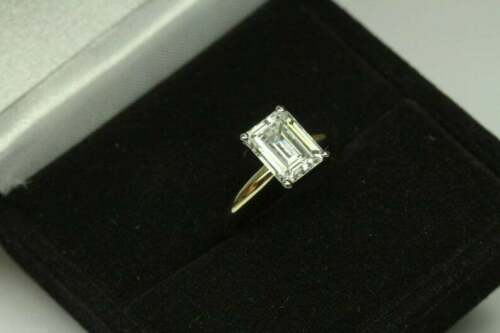 3 Carat Emerald Cut Diamond Engagement Ring for Women, Solitaire Ring, Wedding Ring, Christmas Gifts