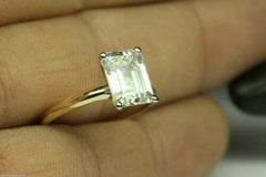 3 Carat Emerald Cut Diamond Engagement Ring for Women, Solitaire Ring, Wedding Ring, Christmas Gifts