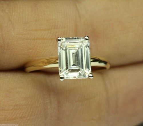 3 Carat Emerald Cut Diamond Engagement Ring for Women, Solitaire Ring, Wedding Ring, Christmas Gifts